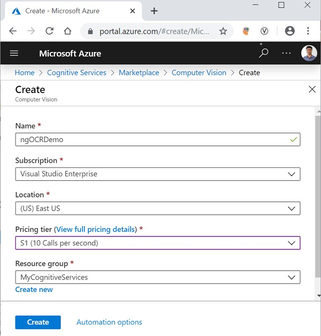 Click on create button